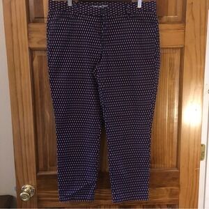 Gap Slim City Khakis Navy Blue Red Geometric Print Ankle Pants Womens 14R